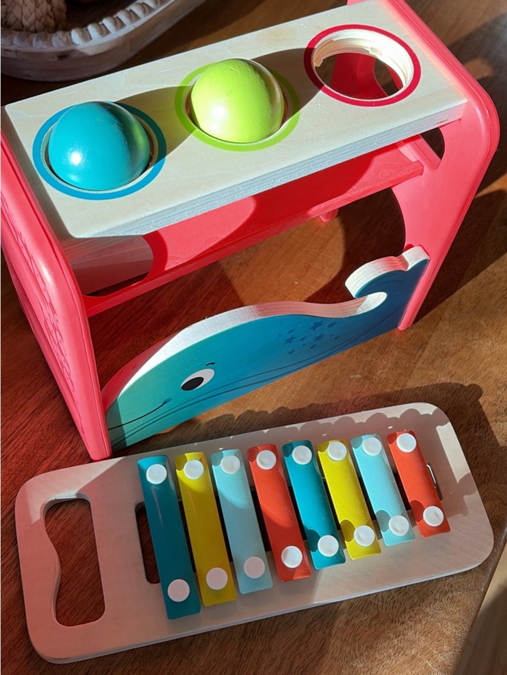 Wooden Whale Pound & Xylophone Set - Multicolor Kids Toy